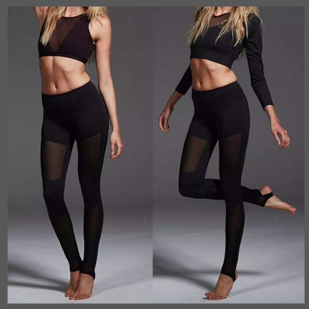 Stretch Mesh Yoga Gym Trousers Leggings Fitness Wo